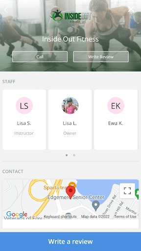 Android application Inside Out Fitness screenshort