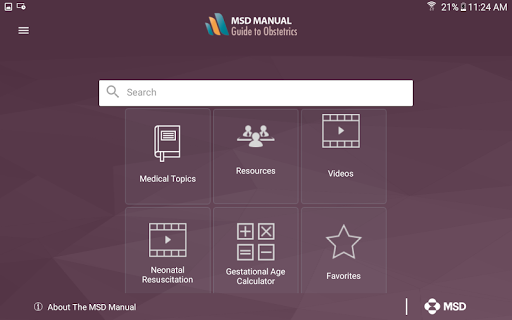 Screenshot of MSD Manual Guide to Obstetrics