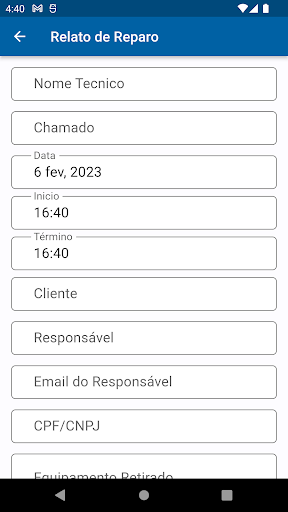Relato de Reparo Screen 3