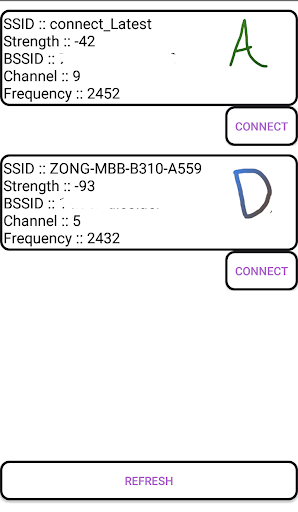 Android application WiFi Signal Strength Compare screenshort