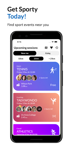 Android application Get Sporty screenshort