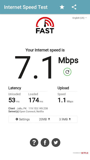 Internet Speed Test Screen 3