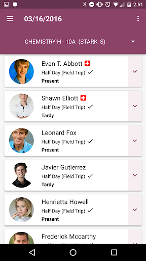 Android application OnCourse Attendance screenshort