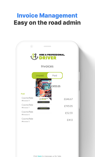 Hire A Professional Driver Screen 2