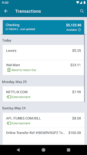 JSFCU Mobile Banking Screen 3