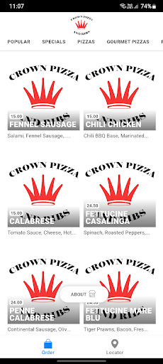 Android application Crown Pizza and Ribs screenshort