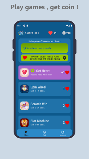 Android application Gamer Key :Game Keys for gamer screenshort