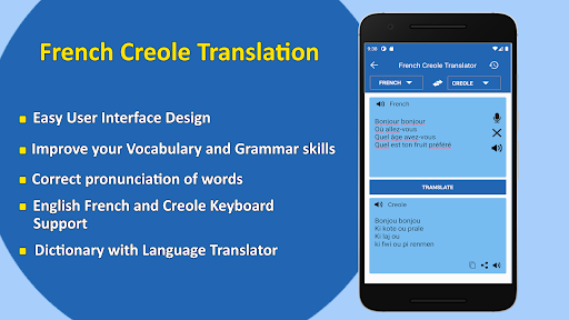 Android application French Creole Translator screenshort