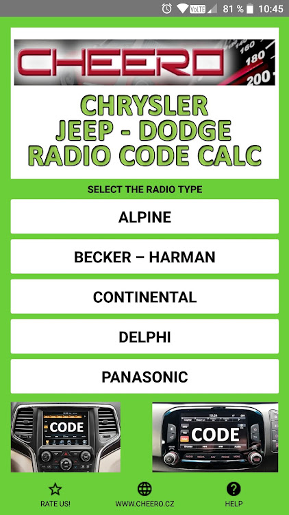 RADIO CODE for CHRYSLER JEEP - 7.0.4 - (Android)
