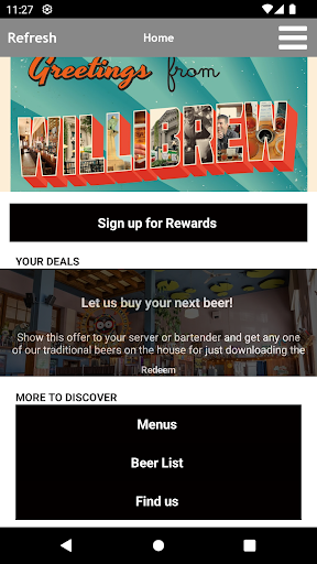 Android application Willimantic Brewing Co screenshort