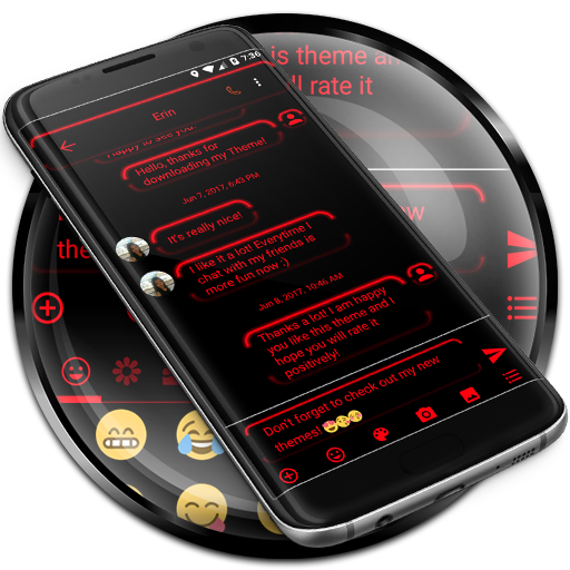 SMS Messages NeonLed Red Theme  Icon