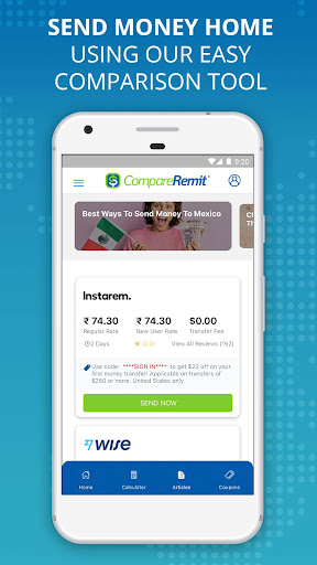 Android application CompareRemit screenshort