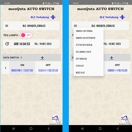 Android application mauQuta AUTO SWITCH screenshort