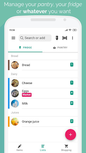 Pantrify Grocery shopping list