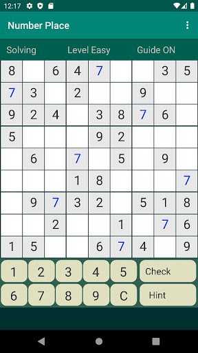 Android application Number Place screenshort