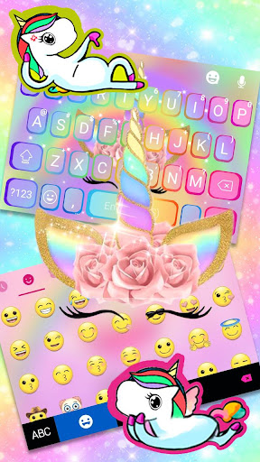 Rainbow Pink Rose Unicorn Keyb Screen 3