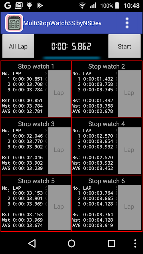 Android application MultiStopWatchSS byNSDev screenshort