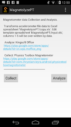 Android application Mobile Science - MagnetolyzePT screenshort