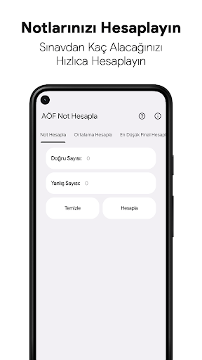 Android application AÖF Not Hesapla screenshort