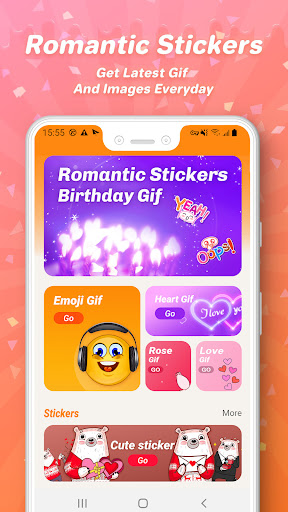 Android application Romantic Stickers Birthday Gif screenshort