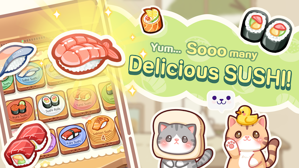 #4. Cat&Sushi: Restaurant Game (Android) Podle: MeeTime Friends