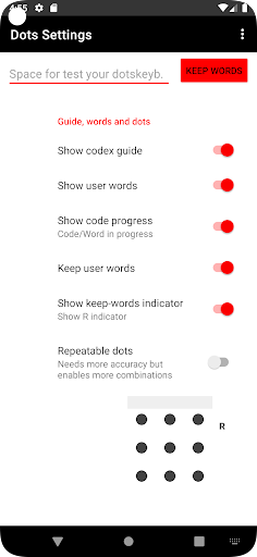 9 dots keyboard wear ALPHA Screen 3