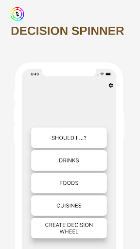 Android application Decision Spinner screenshort