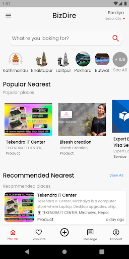 Android application BizDire Nepal screenshort