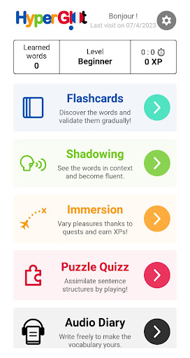 Android application Hyperglot 2 screenshort