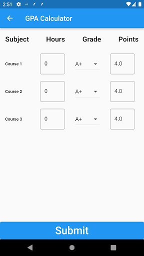 GPA Calculator Screen 3