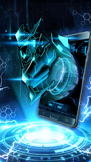 3D Blue Neon Robot Theme screenshot 1