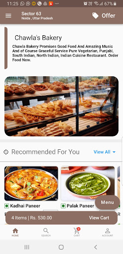 Android application Chawla's Bakery screenshort