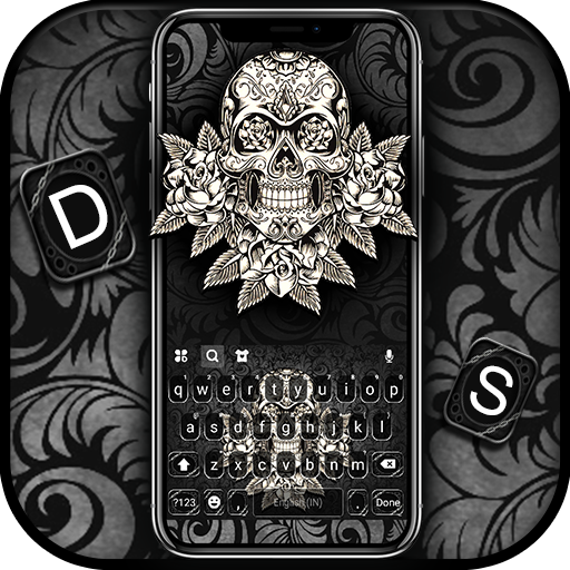 Chrome Skull Keyboard Backgrou logo