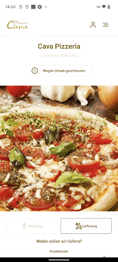 Android application Cava Pizzeria screenshort