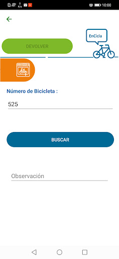 Android application MiBici screenshort