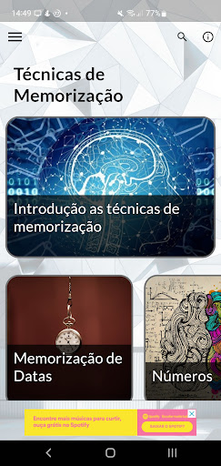 Android application Técnicas de Memorização screenshort