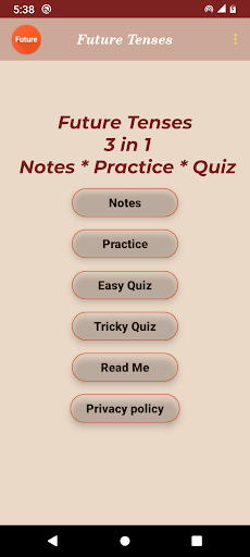 Android application English Future Tenses screenshort