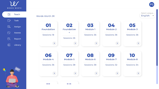 Android application WordsWorth Language System TAB screenshort