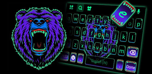 Neon Scary Bear Keyboard Backg