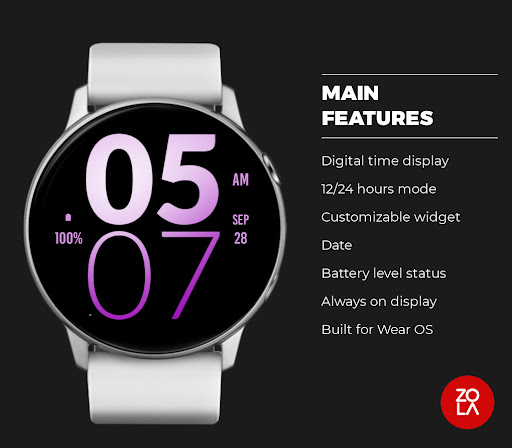 Soft Purple Large Watch Face Screen 2