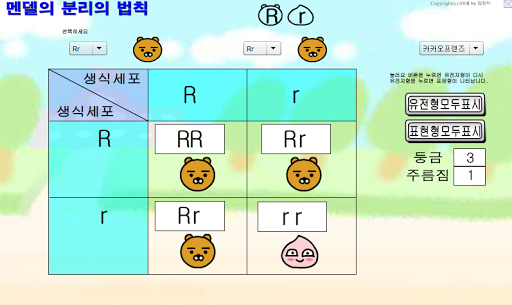 멘델의 분리의 법칙 가상실험 Screen 3