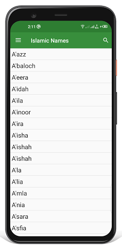 Islamic Names Screen 2