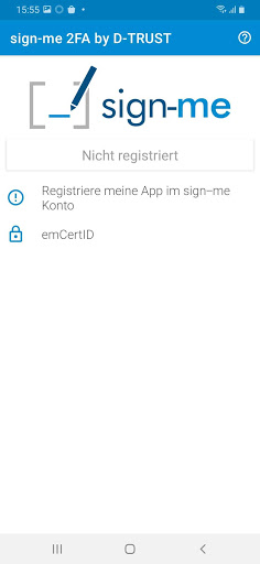 Android application sign-me 2FA screenshort