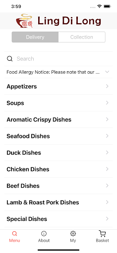 Android application Ling Di Long Restaurant screenshort