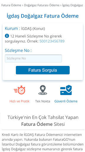 Doğalgaz Faturası Ödeme Screen 2