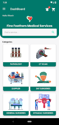 Android application Fine Feathers Medical Services screenshort