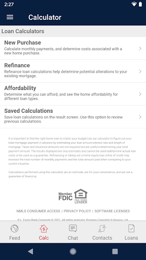 D.L. Evans Bank Mortgage App Screen 2