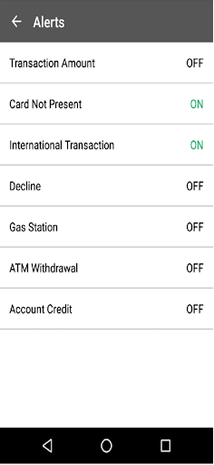 ASE Card Controls Screen 3
