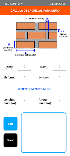 Calculo de ladrillos Screen 2