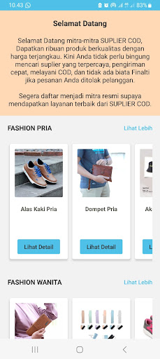 Android application SUPLIER COD (Bisnis Laris) screenshort